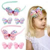 Hair Accessories Ncmama 3Pcs/set Sequins Butterfly Bands For Girl Cute Bow Hairpin Headband Children Hoop Headwear