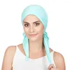 Etnische kleding trendy vrouwen dieptepunt cap effen hijaabs trui hoed met staart moslim tulband hoofddoek wrap hoofddoek gebed muts instant