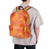 Backpack Plants Print Student Orange Leaves Pattern Backpacks Polyester Leisure School Bags Trekking Design Rucksack