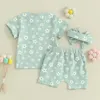 Set di abbigliamento set per bambini per bambini outfit estivo per le magliette a maniche corte margherite