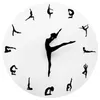 Horloges murales autocollant horloge centre de formation de yoga décoration quartz 3D poses 12 "muet salon circulaire simple face