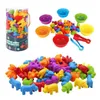 Sortowanie gniazdowania zabawki zwalczają zabawki dinozaurów pasujące do gry i miski przedszkola dzieci Montessori sensory 24323