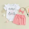 Clothing Sets Baby Girls Clothes Summer Outfits Letter Print Short Sleeve Rompers With Bowknot Shorts Headband 3Pcs Set