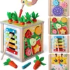 Sortera häckning Stacking Toys 6-in-1 Träaktivitet Kub Montessori Baby Toy Classification and Stacking Board Early Education Birthday Present 24323