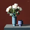 Vasen Nordic Keramik Vase Geometrische Kunst Dekorative Blumenarrangement Behälter Für Dekor Hause Wohnzimmer Ornamente