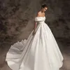 Utsökt prinsessa bröllopsklänning från axelpärlarna paljetterade dragkedja bakre brud bollklänning vestidos yd