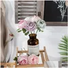 Ghirlande di fiori decorativi Piccola rosa tea Simation Decorazione pasquale finta Negozio Mall Vetrina Puntelli Decor Goccia naturale conservata Otgox