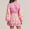 Sukienki swobodne Hirigin Summer Buho Sukienka z długim rękawem V SCICK Kwiatowy nadruk warstwowy patchwork mini słońce z paskiem