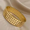 Bangle Fashion Square Hollow Stainless Steel Wide Bracelet Gold Color Geometric Cuff Bangles For Women Men Chunky Jewelry Accessories