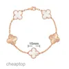 Cleef Van Four Leaf Clover Bracelet 4/Vanly Clefly Charm 6 Colors Bracelets Bangle Chain 18k Gold Agate Shell Mother-of-pearl for Women Girl Wedding Wholes