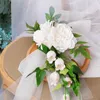 Flores decorativas de cadeira de flor artificial Simulação de seda para casamento de casamento externo ocidental Banco de decoração