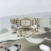 Novo relógio de quartzo feminino incrustado com diamante esmeralda em forma de barril, relógio digital de moda popular