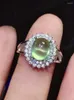 خواتم الكتلة كلاسيكية Prehnite For Party 7mm 9mm Natural Silver Fashion Solid 925 Jewelry