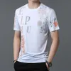 T-shirt da uomo a maniche corte di nuova qualità girocollo coreano t slim fit mezza stampata abbigliamento casual di base grande