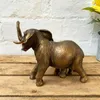 Statuette decorative Bronzo vintage Madre Elefante Bambino Ornamento Scultura Statua Figura