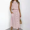 Vestidos de trabalho 2 Pçs/set Tripulação Pescoço Bolsos Laterais Único Breasted Roupa Casual Cor Sólida Colete Curto Midi Saia Conjunto Roupas Femininas