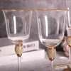 Bicchieri da vino Bicchiere da cocktail europeo con bordo dorato Bicchiere da vino con diamanti Set trasparente Coppa da champagne Calice aperto Bicchieri da vino in cristallo di lusso leggero L240323