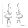 Dangle Earrings Pure 925 Sterling Silver Dancing Girl Drop for Women Fine Party Brands Jewelry Student Christma