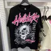Mens Hellstar camisa designer mulheres tshirts Street manga curta Hipster camiseta Lavado tecido Street Graffiti lettering foil print Vintage preto solto Tees US S-XL