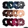 Accessoires pour cheveux Hiver Candy Couleur Ruban Corde Femmes Veet Scrunchie Bande de caoutchouc Bandes élastiques chaudes et douces Cadeaux de Noël Drop Delive Dhtoz