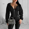 Kvinnor Hooded Crop Top Corset Sweatshirt Batwing Long Sleeve Women Hoodies Sexig Autumn Fashion Kvinnliga kläder 240313