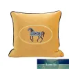 Top Quatily Luxury Living Room Sofa Decorative Pillow Case Embroidered Horse Cushion Cover Hotel Bedroom Bedside Square Throw Pillowcases