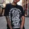 Hiphop retro rock street krótko-rękawoeved T-shirt Summer American Tatoo Chicano Chicano Viper Print Bawełna swoboda ubrania męskie 240313