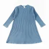 Платья для девочек, длинное платье с v-образным вырезом для девочек, семейный пижамный комплект, детская одежда, вязаный кружевной материал 24323