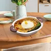 Tigelas de aço inoxidável tigela dupla orelhas e alça misturando lanche coreano isolado para salada arroz ramen sopa cereal