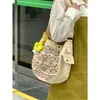 أكياس الكتف الصيف سعة كبيرة السعة حقيبة مخططة التسوق أزياء القماش النساء تخزين نسج حقائب اليد