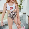 Dames Badmode FS Schattig Meisje Luipaard Print Monokini Hol Halter Riem Ronde Hals Badpak Kinderen Badpak Eendelig Zomer