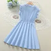 Girl's Dresses 2023 New Youth Spring Summer Childrens and Girls Folding Dress Formal Princess Childrens Stand Maid Dress 4 5 6 7 8 10 11 13 Years Old 24323