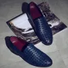 Shoes Men's Retro Woven Leather Casual Shoes Mens Driving Loafers Light Moccasins Men Trendy Party Wedding Flats EUR Sizes 3848