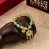 Charm Bracelets Handmade Ping An Lock Bracelet Stone Jewelry Accessories Green Beading FU Words