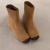 Bottes Chaussures en velours pour femmes Toes carrées