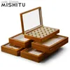 Jewelry Boxes MISHITU Jewelry Display Box Solid Wooden Storage Ring Necklace Organizer Case Jewelry Storage Case Earring Display Box L240323