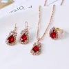 Necklace Earrings Set Trendy Fashion Crystal Jewelry Adjustable Ring For Women Girls Anniversary Gift Wholesale