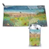 Towel Garden Beside The Sea Quick Dry Gym Sports Bath Portable Landscapes Seascapes Seaside Gardens Butterflies Flowers Birds