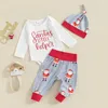 Set di abbigliamento Born Baby Boy Christmas 3 pezzi Outfit pagliaccetto pantaloni cappello set di vestiti invernali per neonati