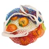 Sacos de armazenamento reutilizáveis saco de frutas vegetais malha de algodão bolsa de compras cozinha alça curta lavável dobrável eco