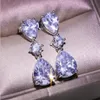 Klassieke Drop Earring Luxe Sieraden 925 Sterling Zilver Witte Topaas Populaire CZ Diamant Vrouwen Bruiloft Bruids Dangle Earring277r