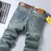 Lee nostalgiska jeans för mens vår och höst koreansk version smal passform rakt ben ljus lyxverksamhet mångsidig långa byxor