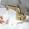 Rubinetti per lavandino del bagno Rubinetto in ottone massiccio di alta qualità Miscelatore per lavabo estraibile Top Acqua fredda Maniglia singola Oro spazzolato