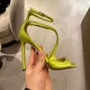 Sapatos de vestido sandálias de luxo feminino verão rosa cetim aberto dedo do pé stiletto conciso salto alto mulheres bombas tornozelo tiras designer