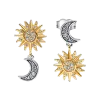 100% 925 Sterling Silver mousserande Celestial Golden Sun Moon örhängen för kvinnor Bröllopsfest smycken perfekt födelsedagspresent