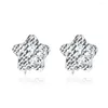 Stud Earrings PT950 Real Pure Platinum 950 Men Women Gift Lucky 14mm Carved Star 1.3-1.4g