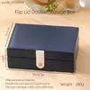 Jewelry Boxes 1pcs Double Layer Storage Box Ladies Princess Simple Style Leather Flip Type Jewelry Box Travel Home Portable Jewelry Box L240323