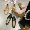 Casual Shoes Flat Women Square Head Buckle Slip-On Pumpar 2024 Soft-Soled Cozy Loafers Fashion Plus Size Ballet Flats