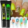 Zestawy 5/6pcs Stamping Gel Poliska Polska druk paznokci Fluorescencja Neonowe kolory zanurzone z żelowych paznokci talerze manicure #1916