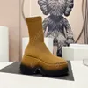 Designer de luxe Femmes Genou Bottes Hautes Plateforme De Mode Coins Tricot Tissu Élastique Chaussettes Boot Ruwnay Outfit Mesh Air Femme Longues Chaussons Baskets Baskets